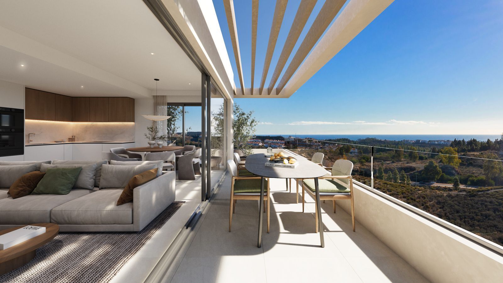 Modern appartement met terras en uitzicht op zee in Altos del Chaparral.